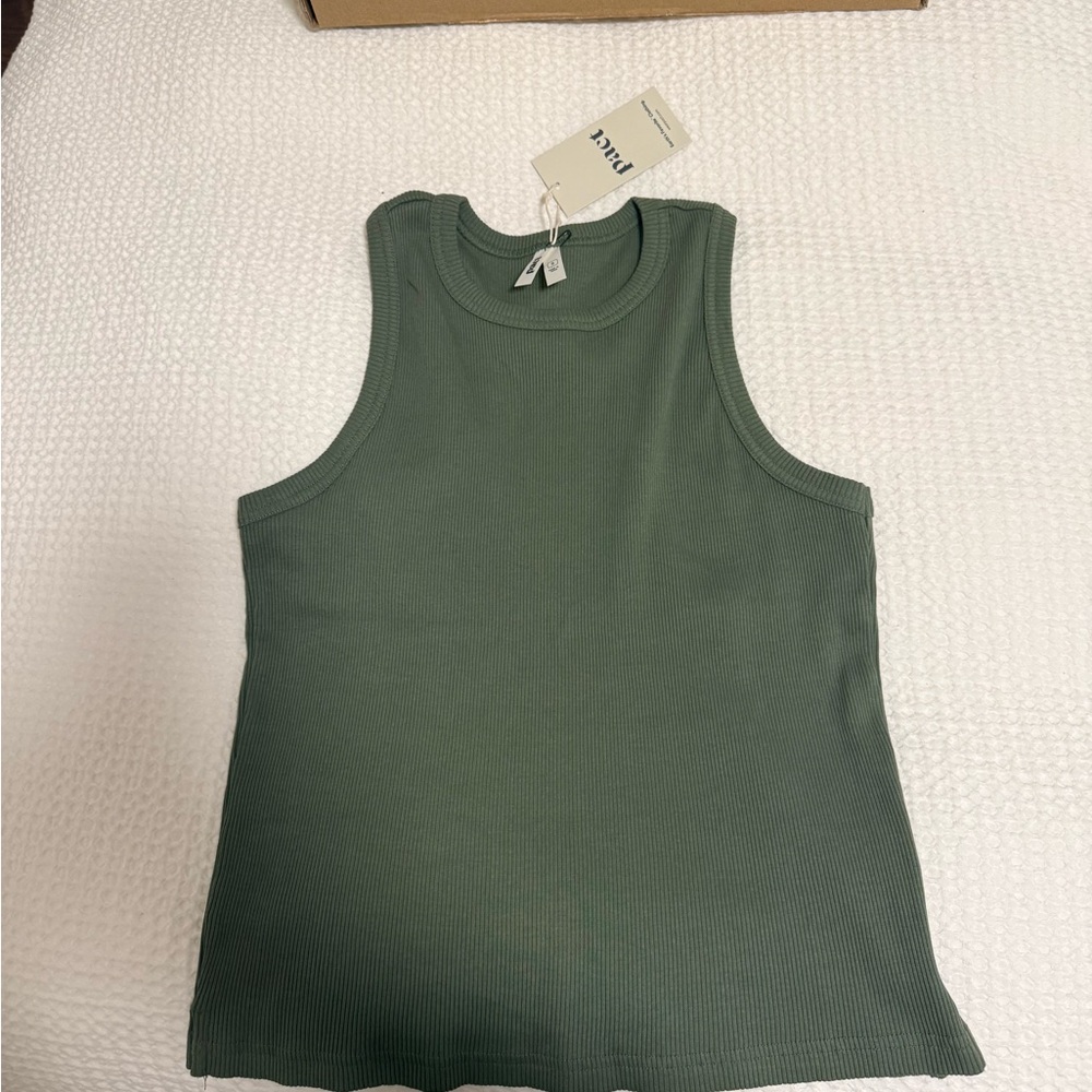 Pact Olive Ribbed Tank Top